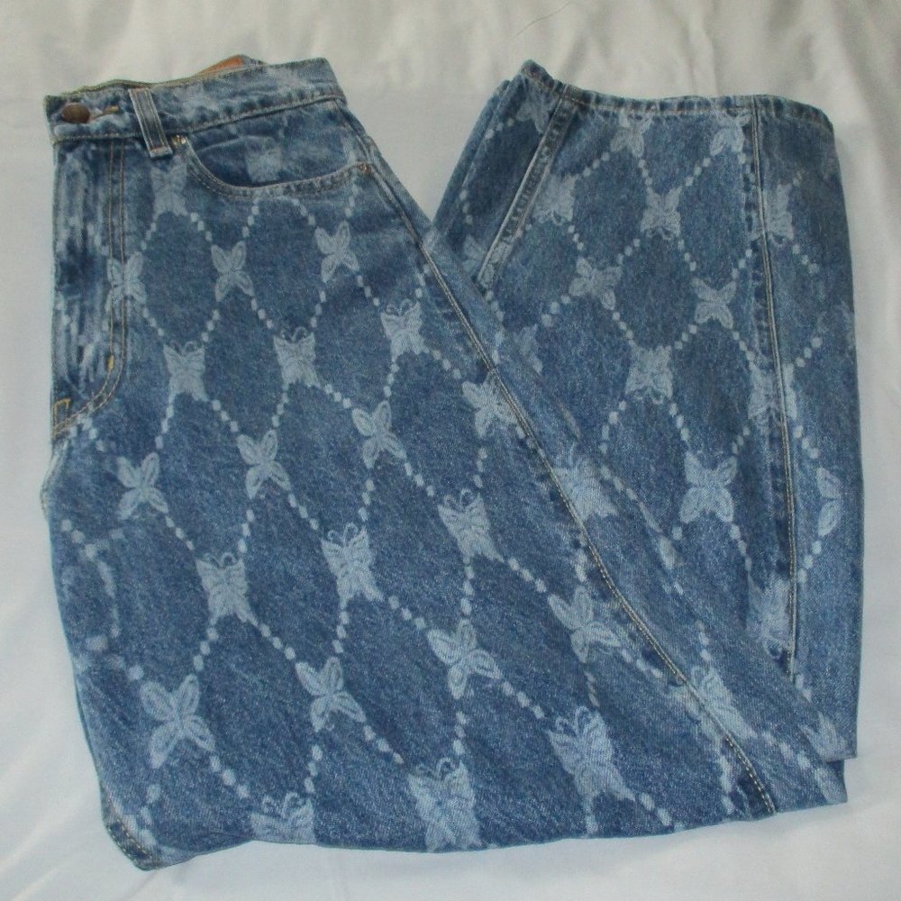 BDG Urban Outfitters Blue Butterfly Print High-Waist Baggy Jeans
